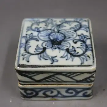 Antikvariniai porceliano mėlynos ir baltos spalvos kvadratą spausdinimo lange