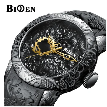 BIDĖ prabangos prekės dragon kvarciniai laikrodžiai vyrams 3D Steampunk stiliaus aukso žiūrėti išskirtinį paramos kūrybos aukso laikrodis vyrams