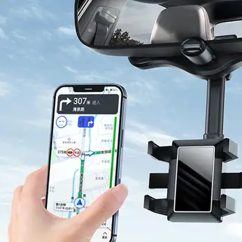 Galinio vaizdo Veidrodis Automobilinis Telefono Laikiklis Ar Navigacijos 360 laipsnių Besisukantis Reguliuojamas, Daugiafunkcinis Teleskopinis Laikiklis