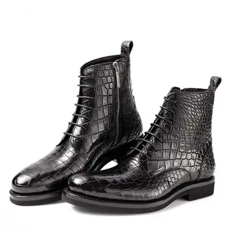 gete Importo krokodilo odos batai vyrų mažo kulno plokščiadugnis vyrų krokodilo batus Britanijos Storio apačioje Martins vyrų batai
