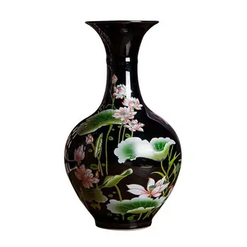 Išskirtinį Kinijos Klasikinės senosios vertus, dažytos Juoda porceliano lotus vaza