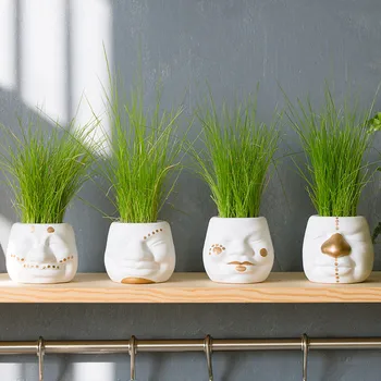 Kūrybos klounas vaza keramikos amatų asmenybės vazoninių sultingas gėlių puodą augalų augintojas miniatiūriniai sodo puošmena papuošalai