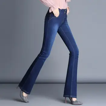 Moterų džinsai nauji aukštos juosmens denim džinsai kelnės moteriška flare kelnės femme pantalon s1573