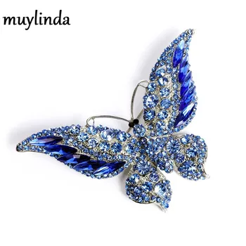 Naujas mados crystal butterfly segė, gyvūnų, vabzdžių moterų Sagė aukštos kokybės universalus kailis priedai moterų Sagė
