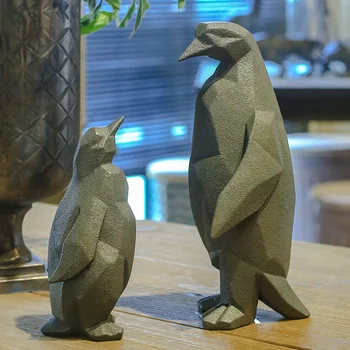 Retro Geometrijos Formos Pingvinas Statula Dervos Gyvūnų Skulptūros, Amatų Ornamentu Reikmenys Studijų Sėdi Kambaryje Apdaila
