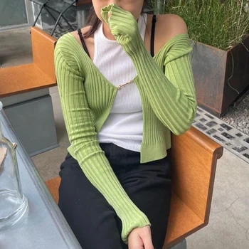 Rudenį Naujų Mados Klasikinis Prekės ženklas Atsitiktinis Universalus Jennie Megztinius ilgomis Rankovėmis Megztinis Moterims Vintage Žalia Megztinis Dviejų dalių Kostiumas