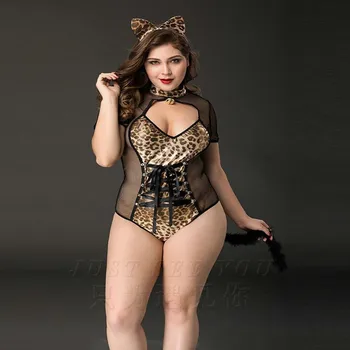seksualus plius dydis moteris karšto leopard cat lady bunny mergina seksualus kostiumai, apatinis trikotažas suaugusiems, porno kraujavimas iš žaidimų erotinio pobūdžio fantazijos, didelis dydis