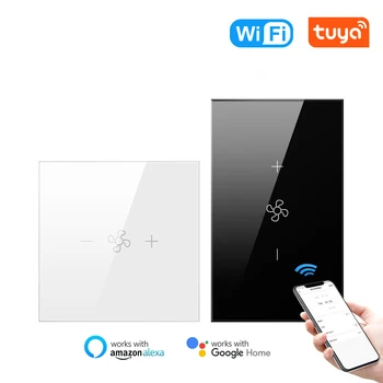 Tuya Wifi Smart Ventiliatoriaus Jungiklis ES/JAV Standartą Darbo Su Alexa Echo 