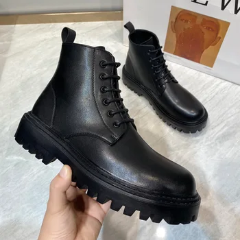 vyriški laisvalaikio originalus odiniai batai juoda tendencija platforma batai pavasario rudens kaubojus įkrovos nėriniai-up gražus kulkšnies botas masculina