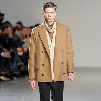Vyriški vilnonis kailis vidutinio ilgio aukštos klasės užsakymą prarasti žiemos naujas dvieiliai atsitiktinis vilnonis paltas
