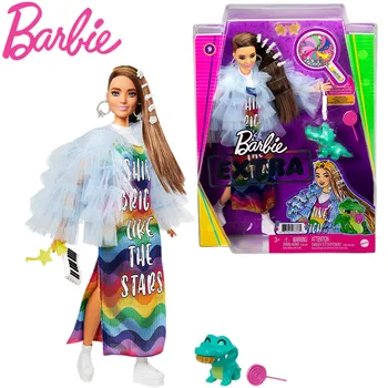 100% Originalus Barbie Papildomų Lėlės #9 su Rainbow Suknelė Pet Krokodilas Originali Prekės, Žaislai Mergaitėms, Gimtadienio, Kalėdų Dovanos, GYJ78