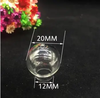 10vnt 20*12mm stiklo apvalus rutulys burbulas su 2mm skyle Stiklo danga Butelis Pakabukas Noras Buteliuką Karoliai 