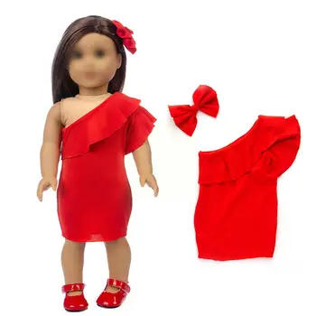 18 Colių Mergina Kalėdų Raudona Suknelė 43 Kūdikių S Žaislų, Drabužių Priedų Naujųjų Metų Kawaii Žaislas Drabužius O5g7
