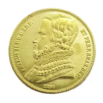 1850 m. Brazilijos Progines Monetas 10 000 Reis - Pedro II Suvenyrai, Namų Puošybai Amatų Dovana Darbalaukio Papuošalai