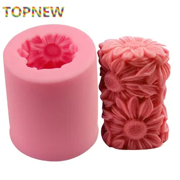 1X 3D Didelis Gėlių silikono muilo Formos žvakė pelėsių Daisy gėlės Minkštas pyragas decoratings Įrankiai, įranga, Saulėgrąžų pelėsių C3078
