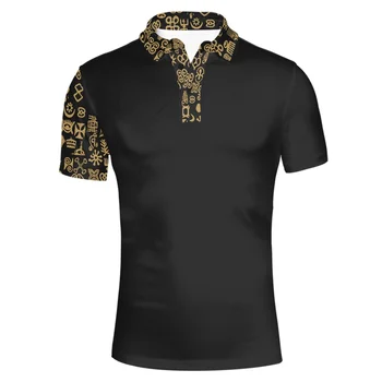 2022 Prabangos Dizaino Juodos spalvos Marškinėliai Vyrams Print-On-Demand Plus Size V-kaklo marškinėliai Mygtukus Viršutiniame Marškinėliai Logotipą Derliaus Vyrų Drabužiai.