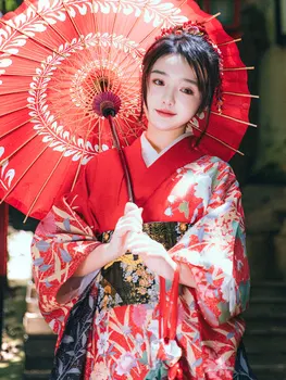 2023 moteris, mergina kinomo tradicinius japonijos drabužius ilgai skraiste yukata cosplay laisvas stilius derliaus japonijos gėlių spausdinti suknelė kimono