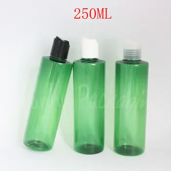 250ML Žalias Plastikinis Buteliukas Su Diskiniais Viršutinio Dangtelio , 250CC Šampūnas / Losjonas Pakuotė Butelis , Tuščias Kosmetikos Pakuotę ( 20 VNT/Lot )