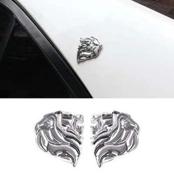 2vnt Liūto emblema Lipdukas Automobilio Auto Liūtas lipdukas Paieška Emblema Tigras, Liūtas Leo Metal Chrom 3D Automobilių Motociklas