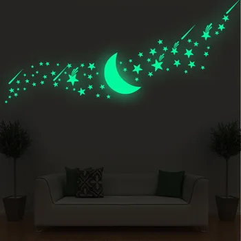 2vnt Šviesos, žvaigždės sienų lipdukai kambarį miegamojo sienų dangos apdailos reklaminiai lipdukai sienos kūrybos fluorescencijos