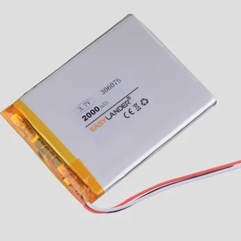 3 linija 306075 3.7 V 2000mAh Li-Polimero Li-ion Baterija GPS Tablet PC 