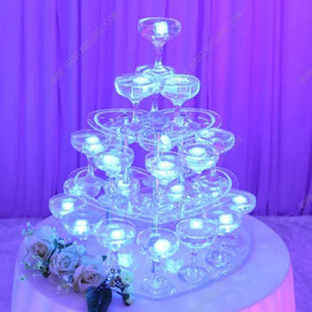 3 pakopa Vestuvių šampanas bokštas širdyje Keksiukai Valentino diena šampano bokštas Viešbučiai Desertas Orlaivio, Stovėti