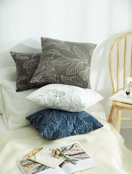 35x55/45x45cm tamsiai mėlyna/balta/ruda pagalvėlė padengti augalų modelis medvilnės drobės juosmens pagalvės užvalkalą dekoratyvinių pagalvių užvalkalus