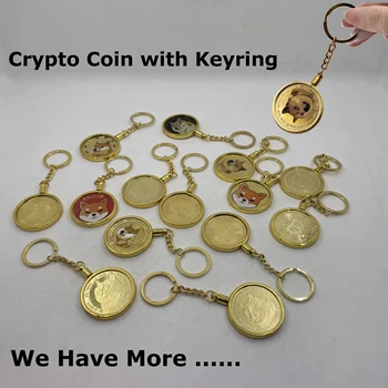 40mm Dogecoin Bitcoin Ada Proginių Monetų Kolekciją SHIBA SHIB Metalo Keychain Kuprinės Pakabuką paketų prižiūrėtojų raktinę Dekoracija Dovanos