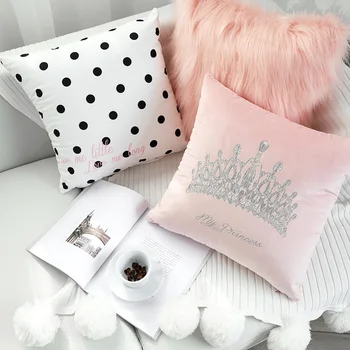 45x45cm šiuolaikinės rožinė pagalvėlė padengti sofa china mesti pagalvę padengti rožinė/balta kailio pagalvės užvalkalą dekoratyvinis juosmens užvalkalas