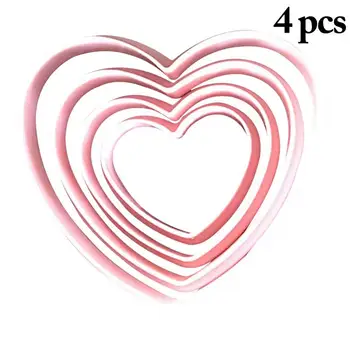 4Pcs/Set Širdies Tortas Minkštas Stūmoklį Cutter Dekoravimo Pelėsių 