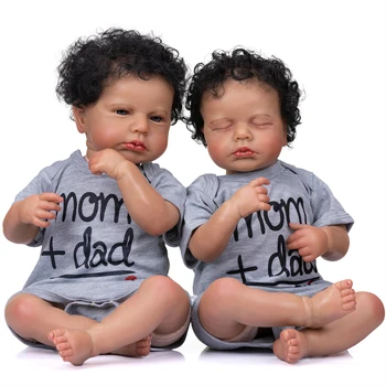 50CM Reborn Baby Populiarus Loulou Naujagimis Miega&miega, Tamsiai Rudos Odos Dvynių, Berniuko, Aukštos Kokybės Rankų darbo Lėlės