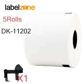 5Rolls Die-cut DK-11202 62mm*100mm Terminio Popieriaus Suderinama Brolis Etikečių Spausdintuvas Baltas Popieriaus DK11202 juoda-balta