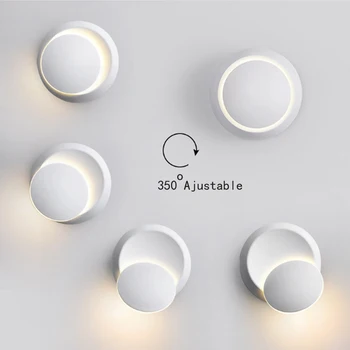 5W LED Siena Šviesos Miegamajame, Naktiniai staleliai, Lempa Šiuolaikinės Kūrybos Pusmėnulio Formos Apvalios Sienos Lempos 360 Laipsnių Sukimosi Reguliuojamas Aliuminio