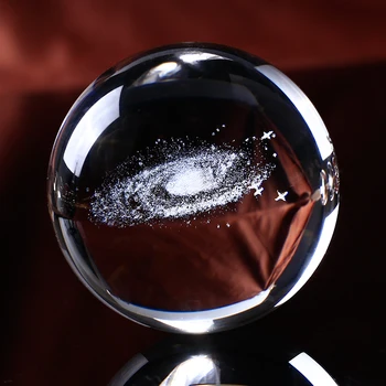 6CM Skersmens Pasaulyje Galaxy Miniatiūros Crystal Ball 3D Lazeriu Graviruotas Kvarco Stiklo Rutulio Sfera, Namų Puošybai Aksesuarai Dovanos