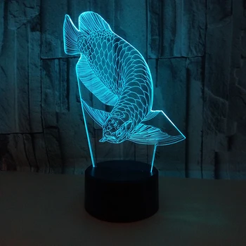 7 Spalvų Keitimas Aukso Žuvys 3D led Lempa USB Palieskite Mygtuką, Naktį Šviesos Nuostabios Dovanos Vaikams Namuose Miegamojo Puošmena