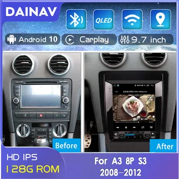 Android 9.7 colių automobilio radijo Audi A3 8P S3 2008-2012 metų automobilio garso sistemos, GPS navigacija, Vaizdo Garso Imtuvas Galvos Vienetas magnetofonas