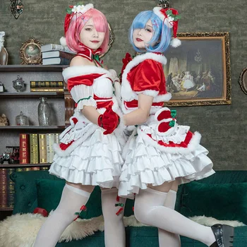 Anime Re:Gyvenimas kitame Pasaulyje, Cosplay Kostiumai, Rem Ram Emilija Cosplay Moterų Mielas Kalėdų Dress Helovinas Kostiumas Užsakymą