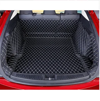 Aukštos kokybės Tesla Model S odos automobilio bagažo skyriaus kilimėlis linijinių krovinių priedai bagažo 2012 m. 2014 m. 2015 m. 2016 m. 2017 m. 2018 m. 2019 m. 2020 m.