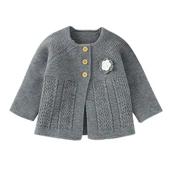 Baby Girl Megztinis Vaikas, Rudenį, Žiemą Gėlių Dizaino Džemperis Cardigan Striukė Outwear Merginos Megztinis