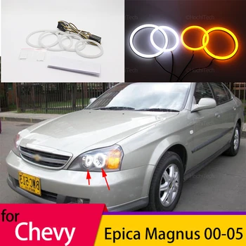 Balta Geltona Halo Žiedas Angel Eyes Posūkio Signalo Zjeżdżalnia Medvilnė LED Tuning priekinis žibintas, skirtas Chevrolet Chevrolet Epica Didžiojo 2000-2005 m.