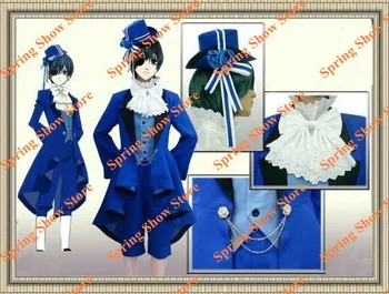 Black Butler Kuroshitsuji Ciel Phantomhive Anime Užsakymą Mėlyna Uniforma Cosplay Kostiumas