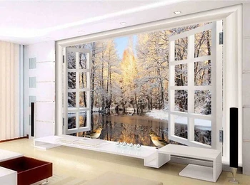 Custom 3 d stereoskopinis tapetai, Europos tipo langai freskomis sėdint kambario miegamajame TV vinilo sienos papel DE parede