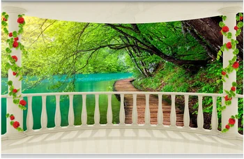 Custom foto tapetai,balkonas miškų kraštovaizdžio freskomis už kambarį, miegamąjį, TV foną, sienos vandeniui papel de parede