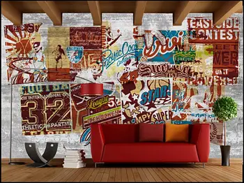 Custom freskos foto tapetai, 3d nostalgišką Retro grafiti, baras, restoranas namų dekoro kambarį Tapetai sienos į ritinius