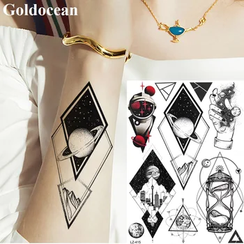 Didelis Riešo Geometrinis Visatos Robor Diamond Laikinos Tatuiruotės Arm Krūtinės Kosmetikos Tatuiruotė Lipdukai Moterys Vyrai Galaxy Rankas Tatoos