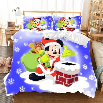 Disney Mickey Minnie Kalėdų Patalynės Komplektas Antklode Padengti Vaikų Lova Rinkinys King Size Patalynės Komplektas Košmaras Prieš Kalėdas Dovanų