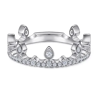 Europa ir Jungtinės amerikos valstijos naujas s925 sidabro ponios žiedas princess crown inkrustacijos brangakmenio 5A cirkonis deimanto žiedas papuošalai