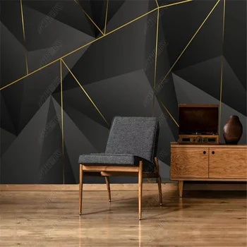 Geometrinis Sienų Tapetai Kambarį Minimalistinio Golden Line 