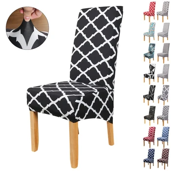 Geometrinis Valgomojo Kėdė Padengti Spandex Elastinga Kėdė Slipcover Atveju Ruožas Kėdžių Dangose Ruožas Spausdinti Marokas Pokylių Valgomasis