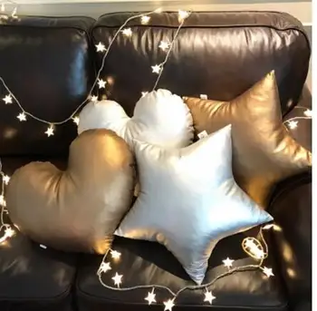 golden/skiedra pilka/juoda spalvos pu odos žvaigždės formos pagalvėlės, pagalvės, dekoratyvinės mesti pagalvę atgal pagalvėlės gimtadienio dovana